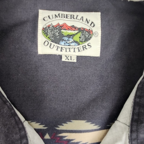 Cumberland Outfitters Western Bald Eagle Black Snap Button Down - Picture 3 of 6